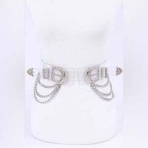 Western Chain Double Buckle Leather Statement Belt